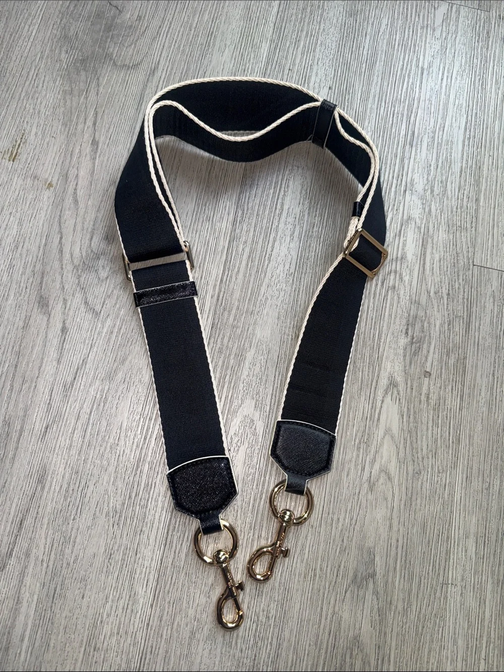 Marc Jacobs Black Strap with Cream Trim and Gold Hardware